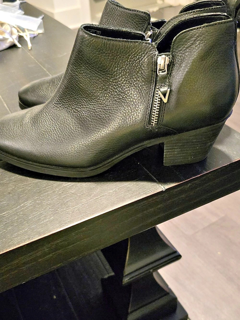 Vionic Cecily Waterproof Black Leather Ankle Boots